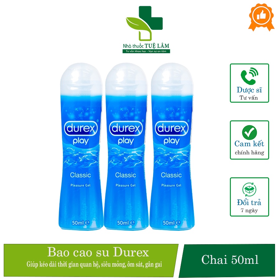Gel bôi trơn Durex play classic chai 50ml bôi trơn trong quá trình quan hệ, phù hợp với bạn gái cơ địa khô, ít nước