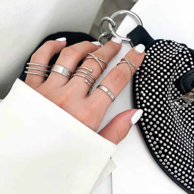 Set 6 Nhẫn Đeo Khớp Ngón Tay Phong Cách Hàn Quốc Cá Tính Cho Nữ