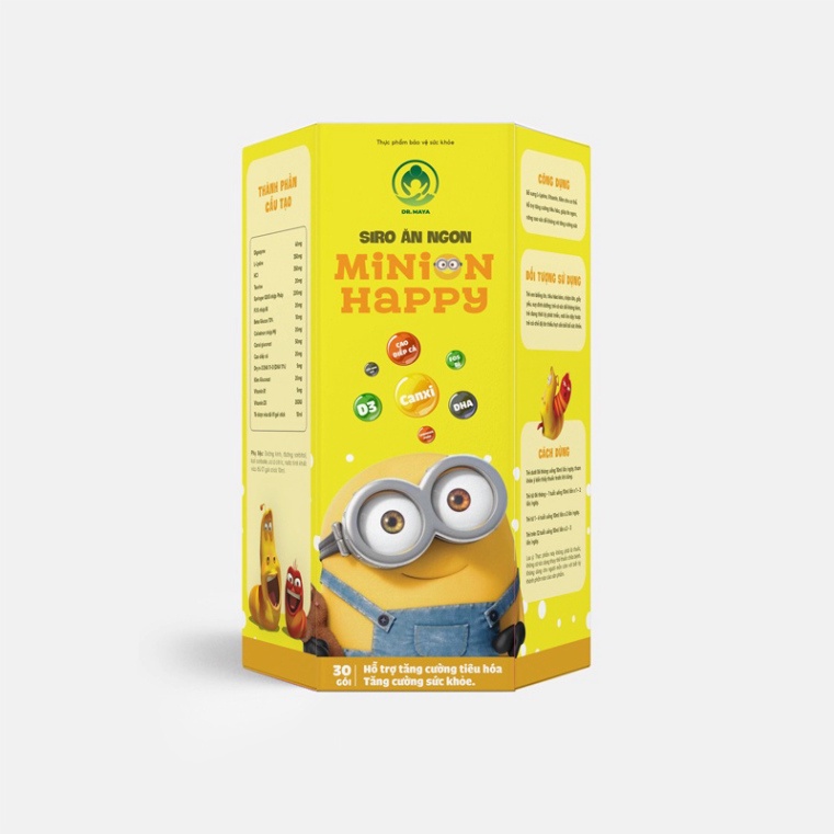 Siro ăn ngon MINION HAPPY (hộp 30 gói) 300ml giúp bé ăn ngon, hấp thu tốt