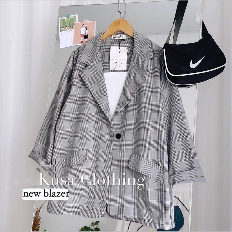 Áo Blazer kẻ trắng đen túi nắp hot hit ( hình thật/sẵn) | BigBuy360 - bigbuy360.vn