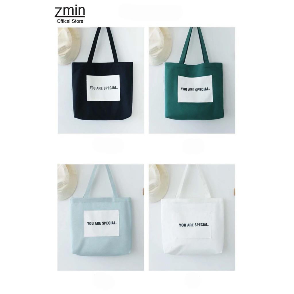 Túi tote vải đeo vai Zmin, thời trang vintage sẵn 4 màu-Z085