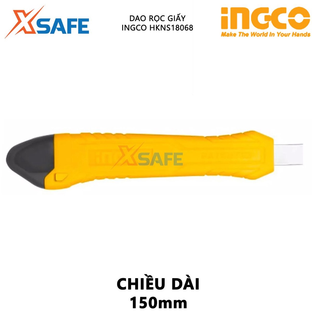 Dao rọc giấy INGCO HKNS18068 Dao cắt giấy dài 150mm, lưỡi 9mmx80mm sắc bén, nhỏ gọn, độ bền cao, thao tác dễ dàng