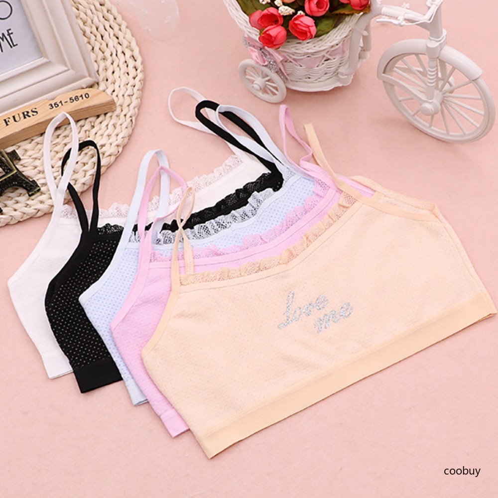 Áo lót không gọng không đường may thoáng khí in họa tiết chữ thời trang dành cho bé gái