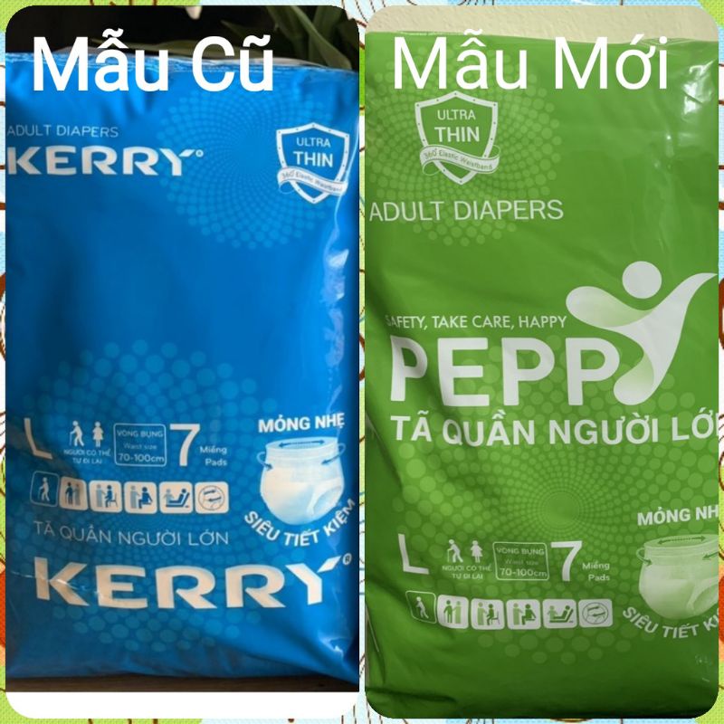 [ GIÁ SỈ COM BO 6 GÓI ] Tã bỉm quần người lớn  KERRY, PEPP size M 48 / L 42 miếng từ 40_75kg siêu thấm hút kháng khuẩn