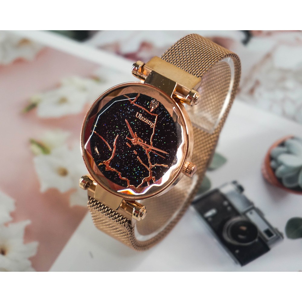[ xả kho ] Đồng hồ nữ Ulzzang 5028 dây thép lưới khóa nam châm mặt tròn