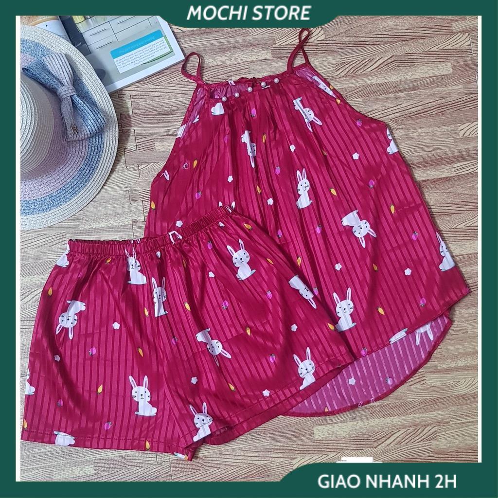 Đồ Mặc Nhà, Đồ Bộ, Bộ Yếm Nữ Quần Sọc Nhiều Họa Tiết Chất Satin Lụa Cao Cấp Form Dáng Dưới 60kg Mặc Vừa. | BigBuy360 - bigbuy360.vn