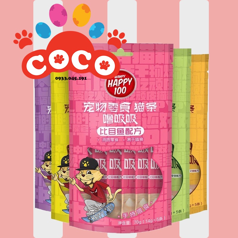 Súp thưởng cho mèo Wanpy Happy 100 gói 5 thanh x 14gr