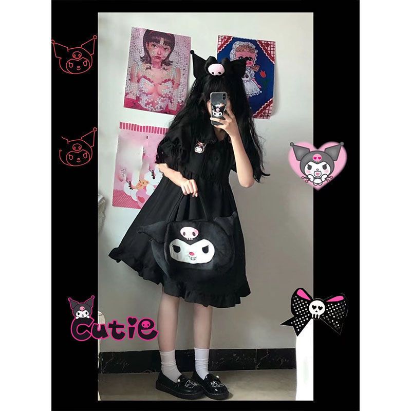 Váy babydoll đầm babydoll Đầm Dáng Rộng Mềm Mại Thêu Họa Tiết Kuromi Phong Cách Nhật Bản Ngọt Ngào Dễ Phối Đồ Cho Nữ