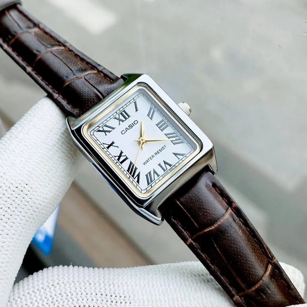 Đồng hồ Nữ Casio LTP-V007L, đồng hồ chính hãng, mặt hình chữ nhật - kính Khoáng - Size nhỏ mini 22mm