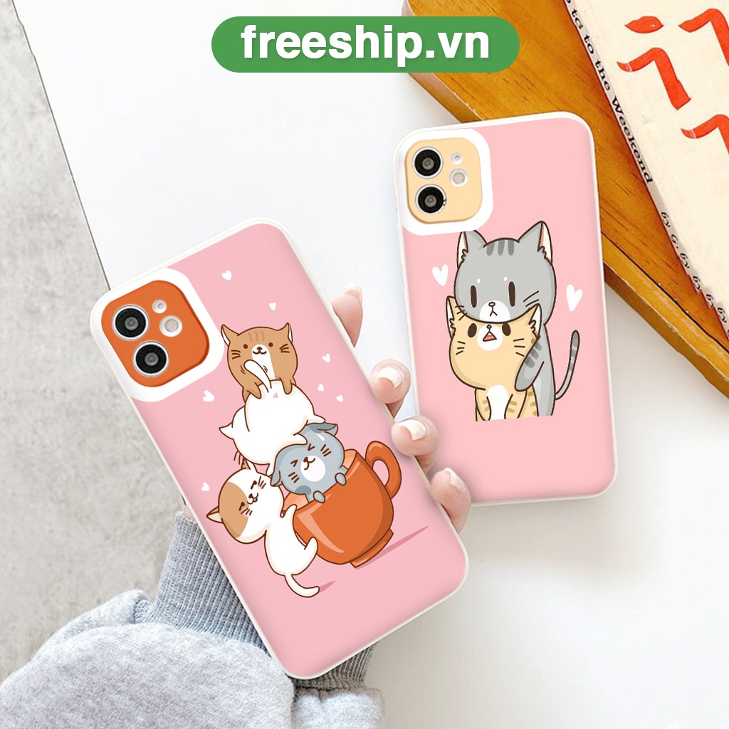 Ốp iphone mèo cute CAT Ốp mèo nền hồng siêu yêu cho 6s/6plus/7/7plus/8plus/x/xsmax/11/11promax/12/13pro/promax