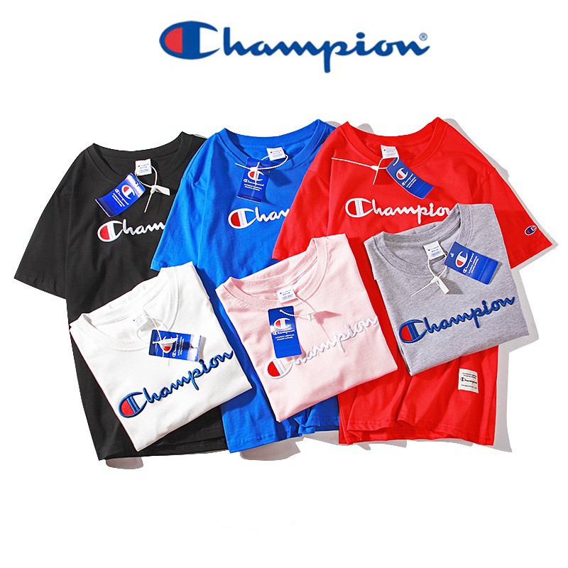 Áo Thun Champion Unisex - Hàng Chất Logo Thêu Full Tag Túi