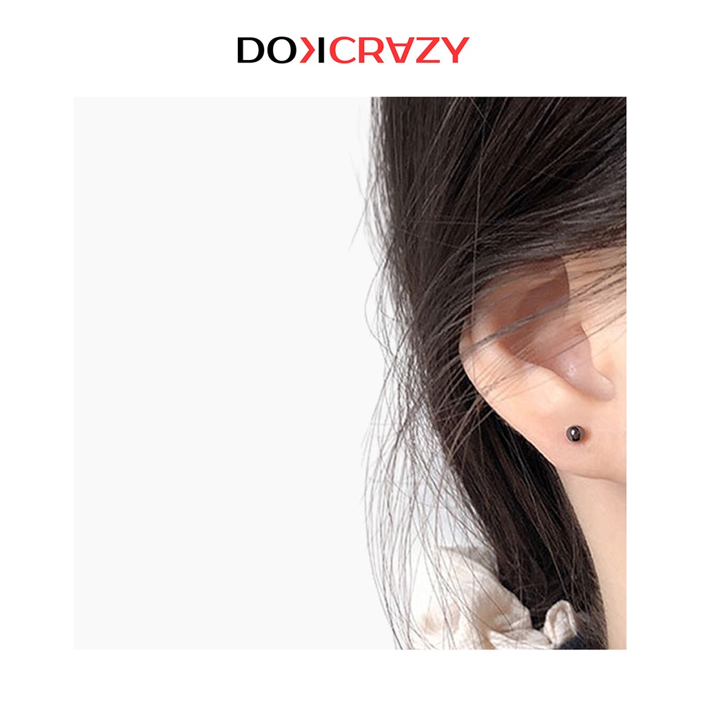 Khuyên tai quả tạ tròn trơn DOKCRAZY thời trang nhiều size unisex