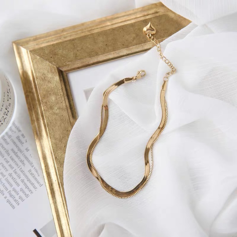 Lắc chân thép y tế họa tiết xương rắn phong cách thời trang Âu Mỹ đơn giản thời thượng quyến rũ dành cho nữ