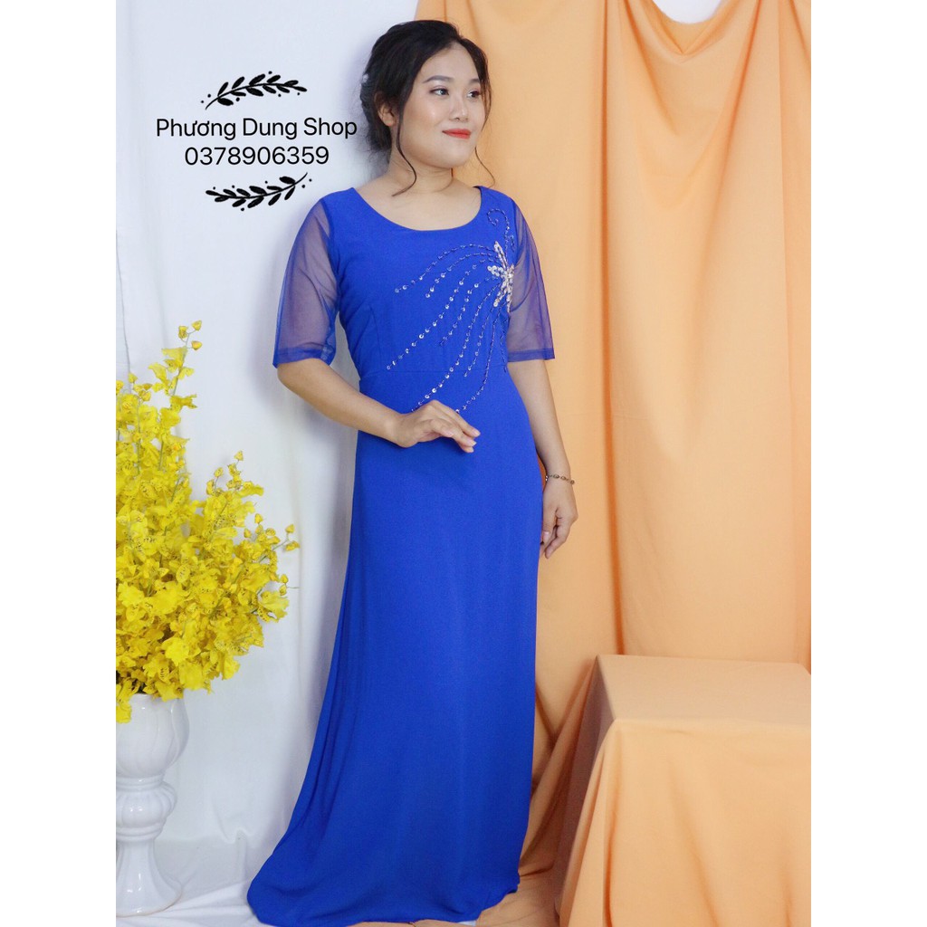 Đầm Dạ Hội Trung Niên Chất Vải Voan Hình Thật