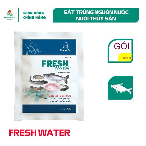 Vemedim Fresh water sát trùng nguồn nước nuôi thủy sản, gói 100g