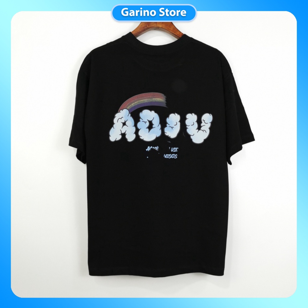 Áo thun nam nữ unisex ngắn tay không cổ đẹp Gấu ADLV Rainbow Cloud Garino Store