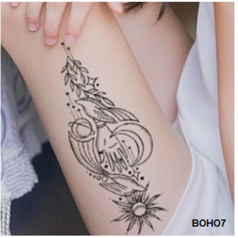 Hình xăm style boho jh07. Xăm dán tatoo mini tạm thời, size &lt;10x6cm