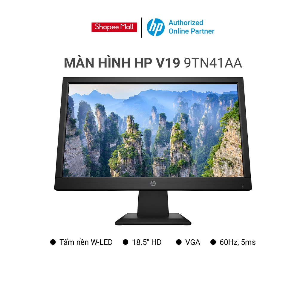 Màn hình máy tính HP V19 (9TN41AA) 18.5-inch HD 60Hz ĐEN