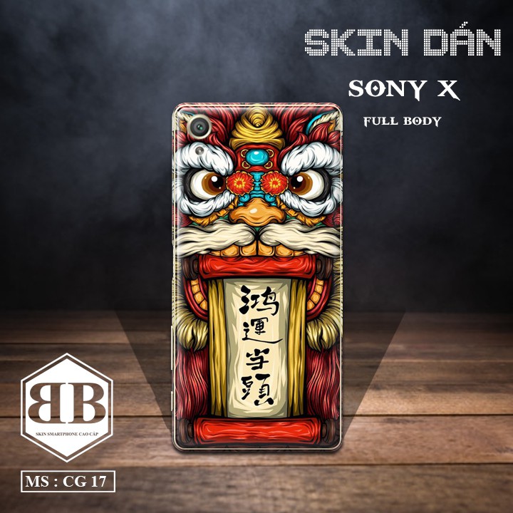 Bộ Skin Dán Sony Xperia X dán full lưng viền dùng thay ốp lưng điện thoại in 12 con giáp cực đáng yêu