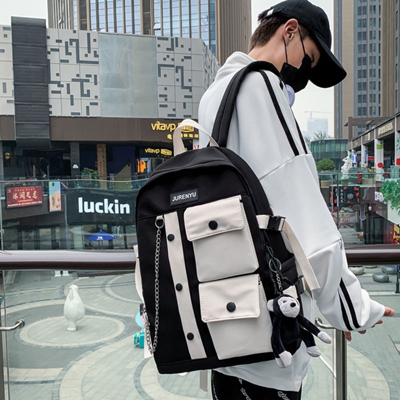 Ba Lô Đeo Vai Cỡ Lớn Màu Sắc Tương Phản Phong Cách Hàn Quốc Thời Trang Cho Nam