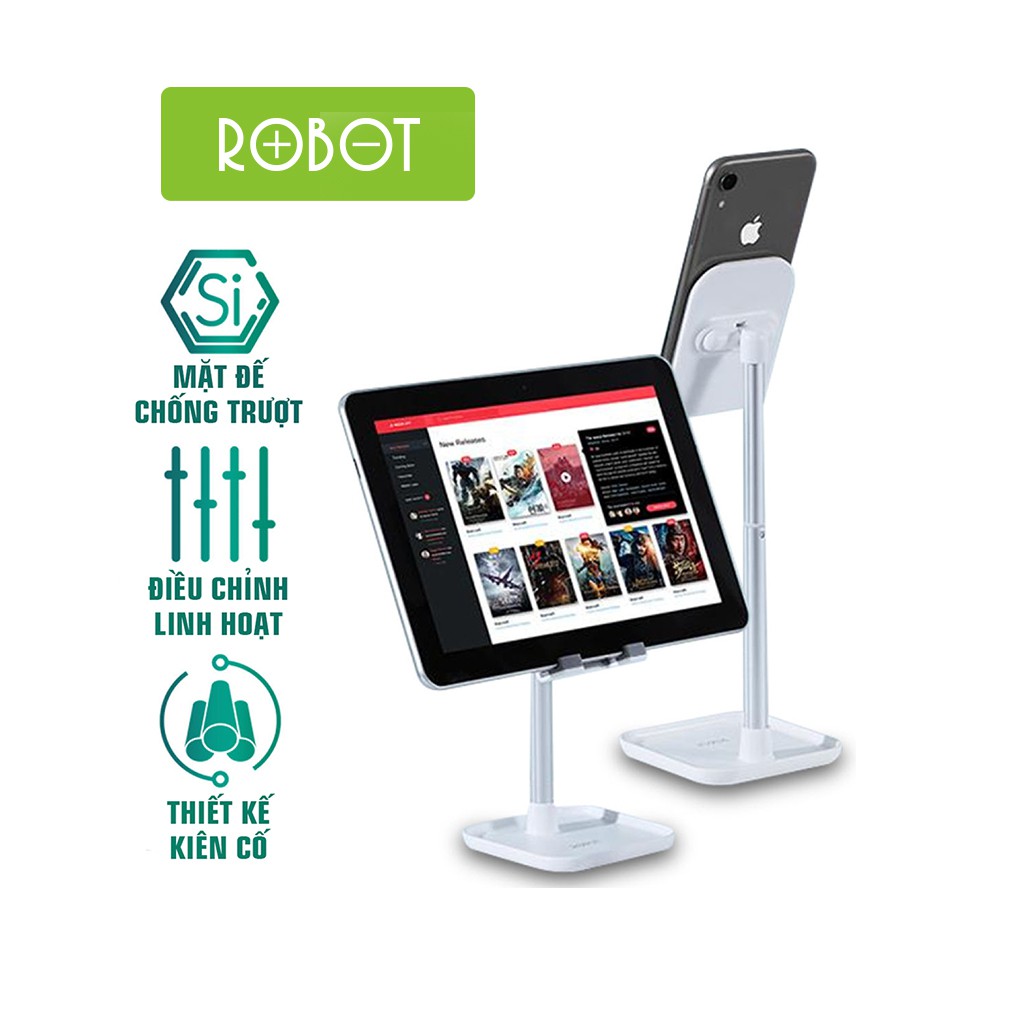 Giá Đỡ Điện Thoại/Máy Tính Bảng ROBOT RT-US04 Hợp Kim Nhôm Cao Cấp Tăng Giảm Chiều Cao | BigBuy360 - bigbuy360.vn