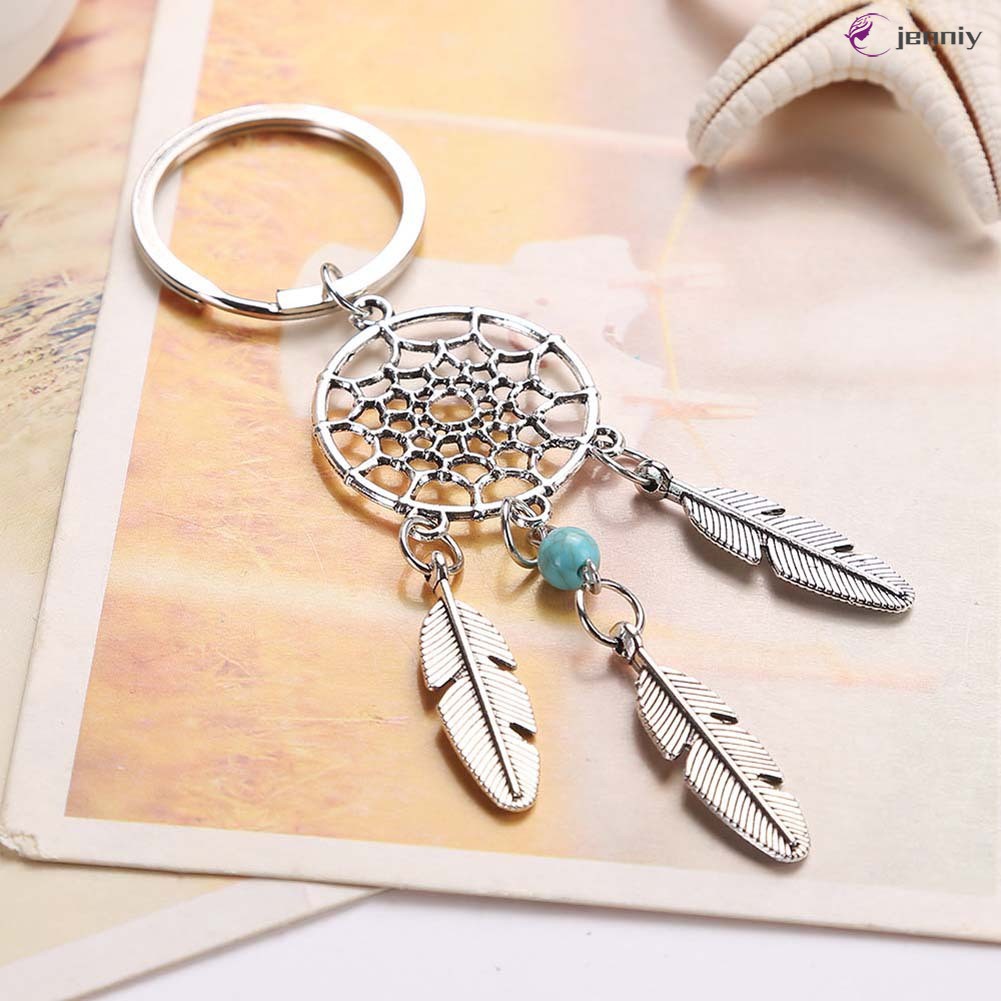 Móc Khóa Hình Dreamcatcher Phối Lông Vũ Thời Trang