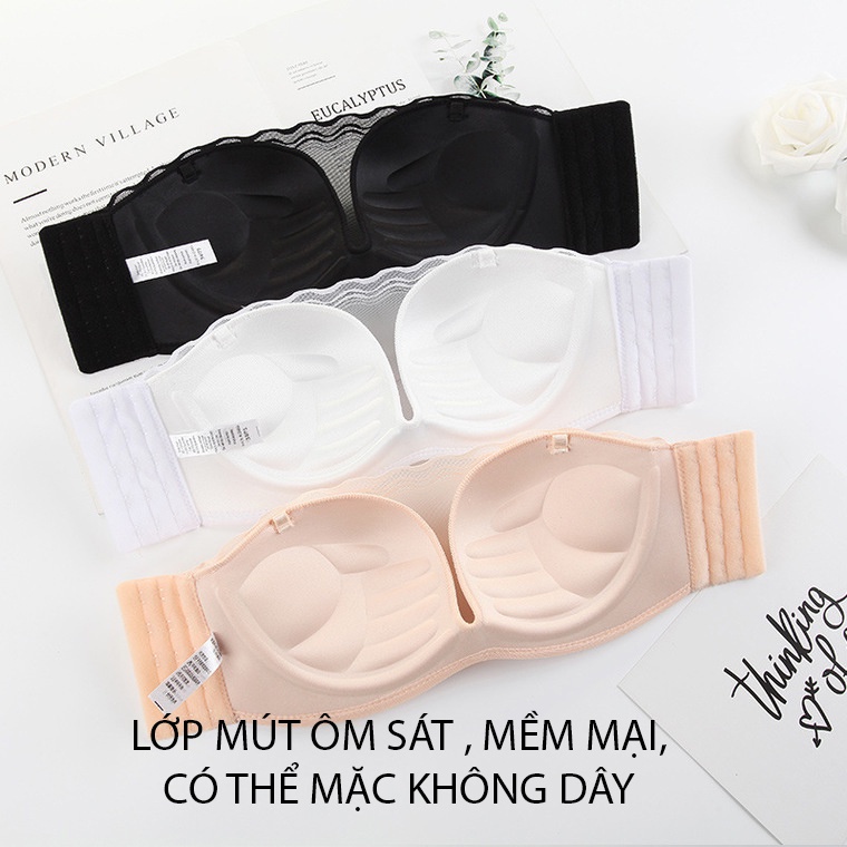 Áo ngực nữ cúp ngang sexy BRALUNE , áo lót nữ nâng ngực có thể mặc không dây thoáng khí mã ANM-18