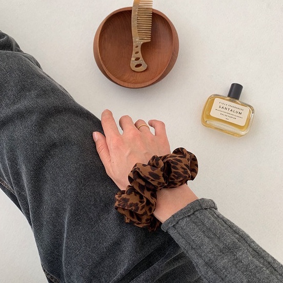 Dây Cột Tóc Tai Thỏ Họa Tiết Da Báo Phong Cách Hàn Quốc Cổ Điển Thời Trang Thu Đông Cho Nữ