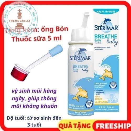 Xịt muối biển cá heo cho bé từ 0-3 tuổi Stérimar, 100ml Pháp
