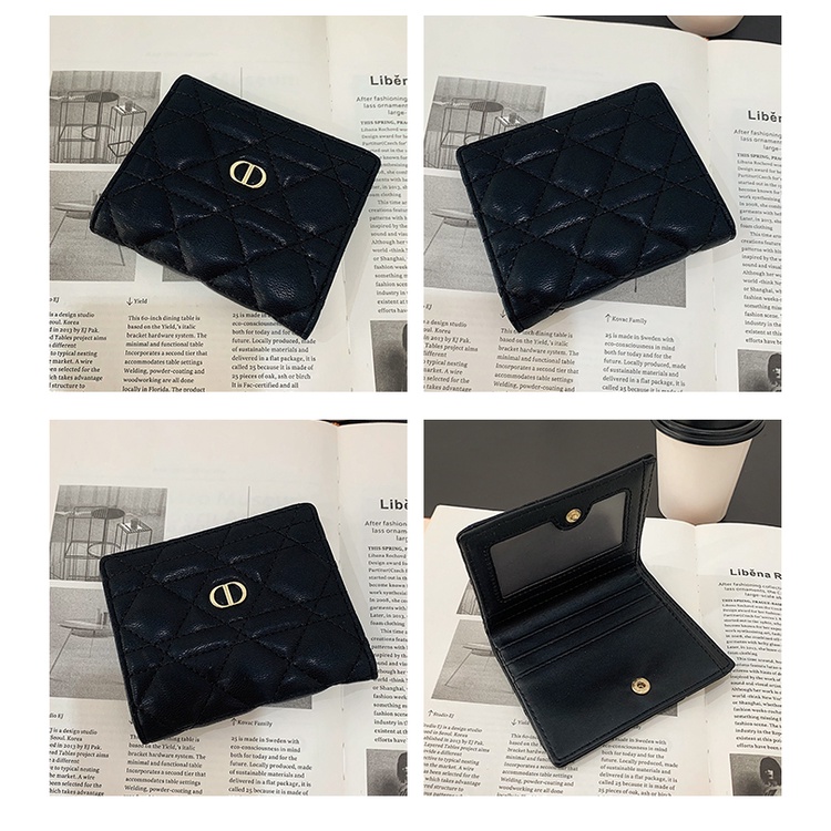 Ví Ngắn Siêu Mỏng Thêu Họa Tiết Đơn Giản Thời Trang Phong Cách Hàn Quốc