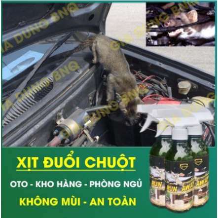 Xịt đuổi chuột Run Away thảo mộc tự nhiên ❗FREESHIP❗ Bình xịt đuổi chuột côn trùng trong ô tô nhà Không mùi an toàn sasa