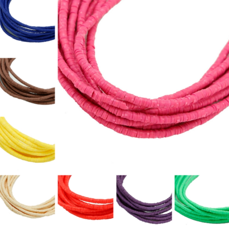 Round Soft Clay Flat Chain Loose Spacer Beads Bracelet Necklace DIY Jewelry Making