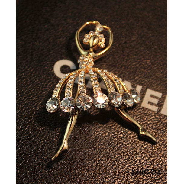 ✨✨Ghim Cài Áo Hình Cô Gái Múa Ba Lê Bằng Kim Loại Đính Pha Lê