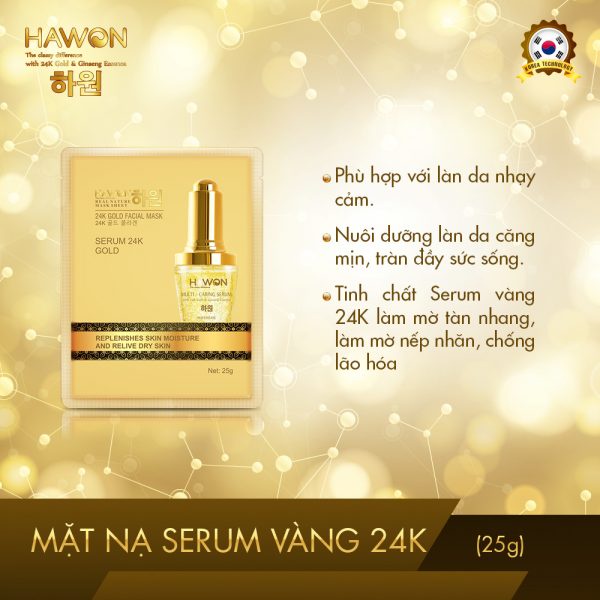 Mặt Nạ Giấy Dưỡng Da Chiết Xuất V-à-n-g 2-4-K HAWON - 25g