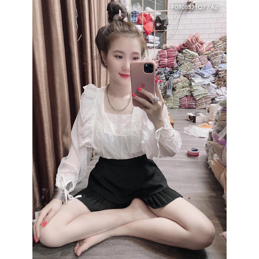 Áo kiểu bèo tay dài