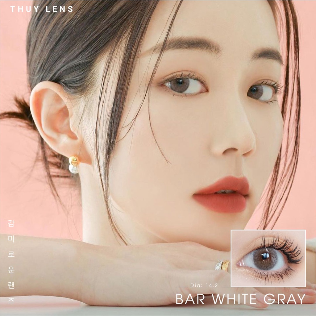 Kính Áp Tròng Cận Màu Xám Tự Nhiên Thúy Lens Bar White Gray Chính Hãng Hàn Quốc