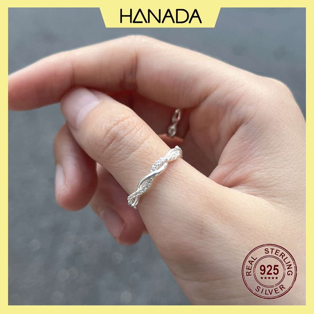 Nhẫn Bạc 925 Hanada N12.R.2.B.180.0646 Xoắn Đá