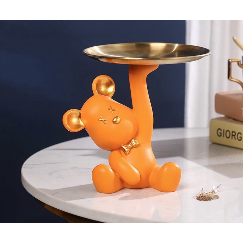 Tượng gấu bê khay đựng đồ đạc, mỹ phẩm