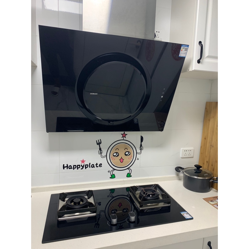 Tranh dán tường mica 3d decor khổ lớn đĩa thức ăn dễ thương Nhiều Size - EPeBen