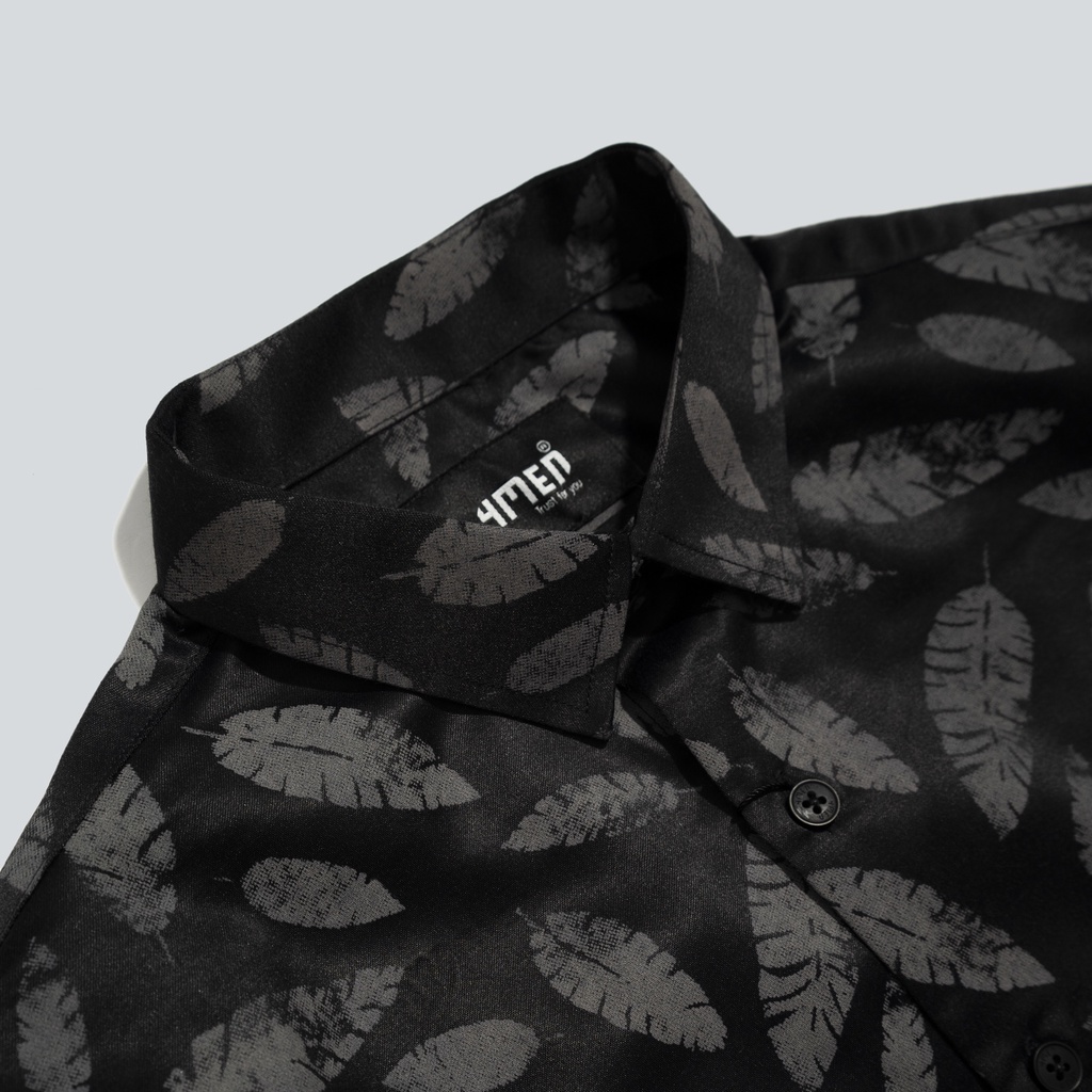 Áo sơ mi nam họa tiết ngắn tay 4MEN SM062 in lá đẹp sang chảnh | BigBuy360 - bigbuy360.vn