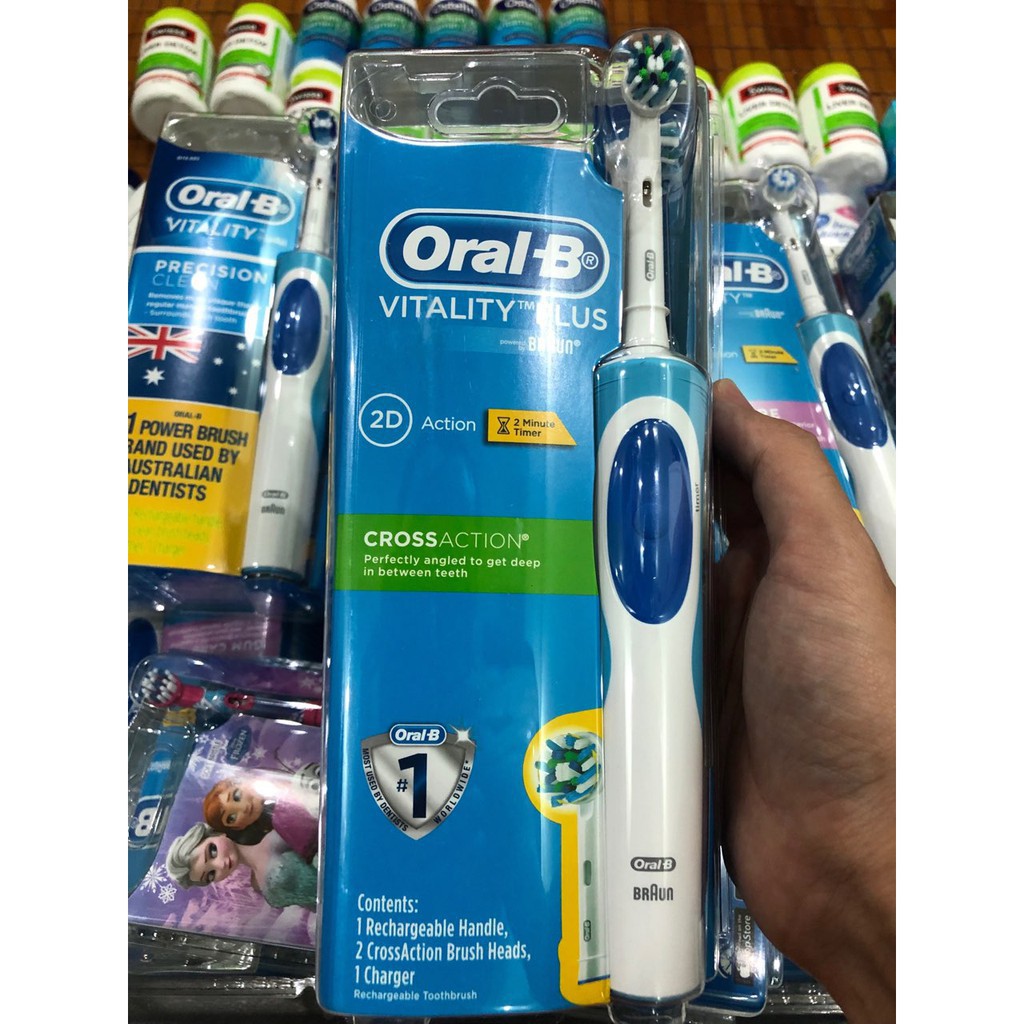 Bàn chải đánh răng điện Oral-B Vitality chính hãng, PIN sạc 1 lần dùng cả tuần, làm sạch răng, chống mảng bám, viêm nướu