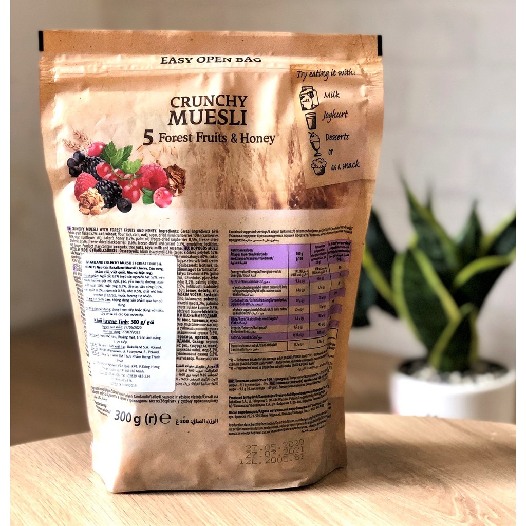 Ngũ cốc Trái cây Bakalland Muesli 300g Forest Fruits  Date 10.2024