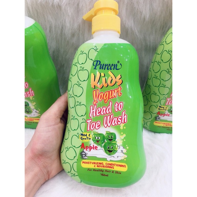 Sữa tắm gội em bé PUREEN Kids Yogurt Head To Toe Wash (750ml) - Gel tắm cho bé