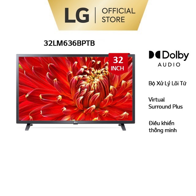 [Mã ELLGHOT giảm 5% đơn 3TR] Smart HD Tivi LG 32 inch 32LM636BPTB (Model 2019) - Magic Remote - Miễn phí lắp đặt