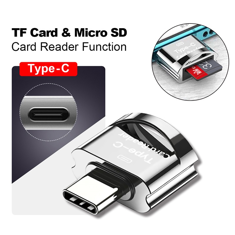 Đầu Đọc Thẻ Nhớ Loại C TF Micro-SD OTG Cho Điện Thoại/Máy Tính