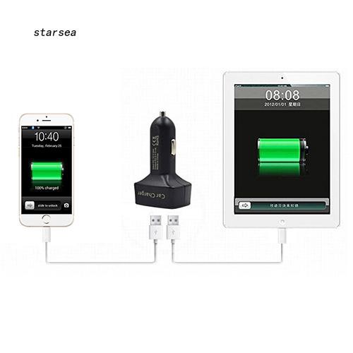 Bộ sạc xe hơi 4 trong 1 2 cổng USB 3.1A kèm theo dõi điện áp cho iPhone Samsung