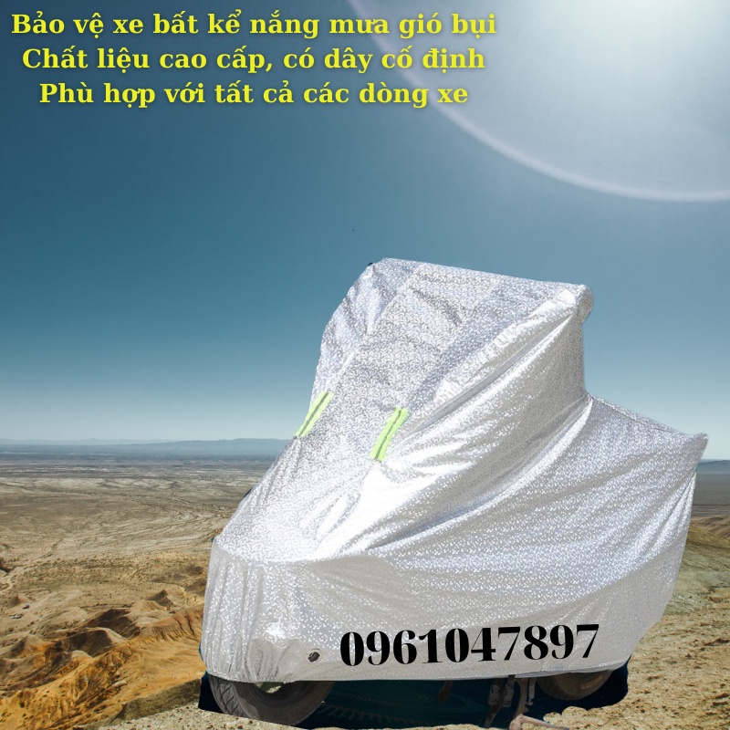 Bạt trùm xe máy, Bạt che xe máy tráng nhôm cao cấp, chống nước tuyệt đối, giảm nhiệt cho yên xe bảo hành 12 tháng