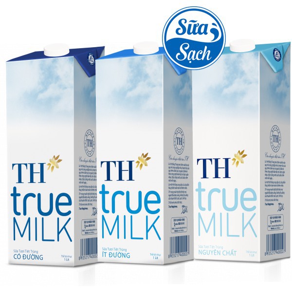 [GIÁ TỐT] Hộp 1L sữa tươi tiệt trùng Có Đường/Ít đường/Nguyên Chất TH True Milk date mới