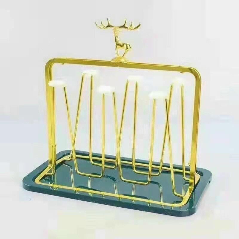 Khay úp cốc nai trang trí hình chữ nhật khay hứng nước mầu xanh Huydecor