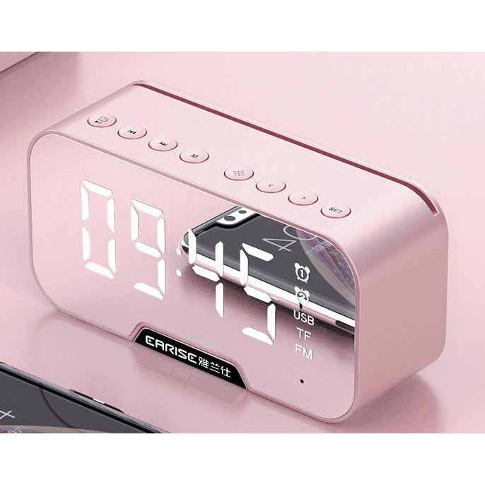 Loa Đồng Hồ Led để bàn mặt gương có báo thức kèm loa Bluetooth-Techzone